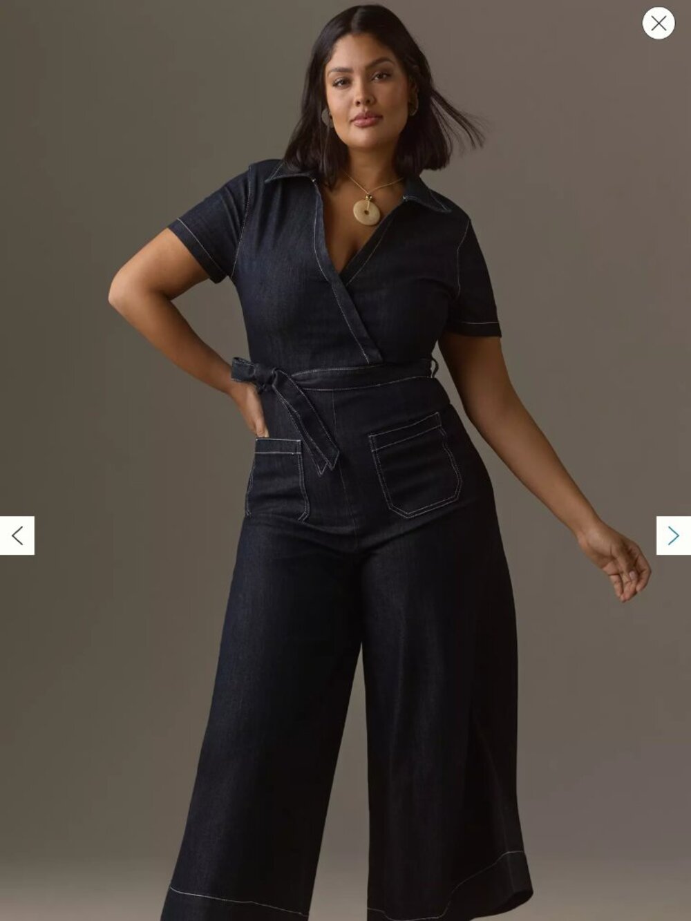 Anthropologie Maeve Colette Denim Cropped Wrap Jumpsuit 20W